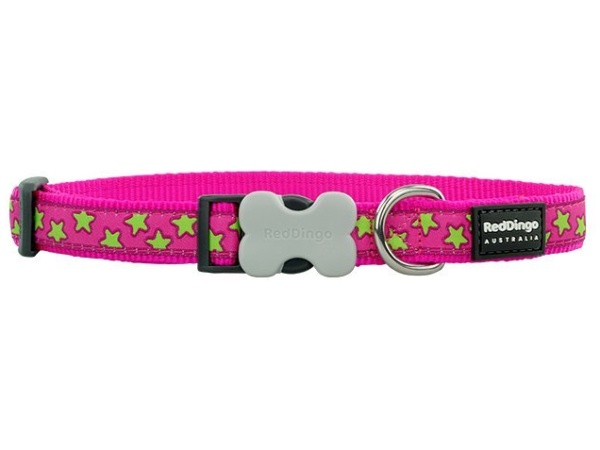 Collare Red Dingo, stelle lime, 24-36cm/15mm