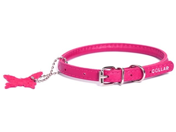 Collare Waudog in pelle con cuciture rotonde, 20-25 cm, rosa