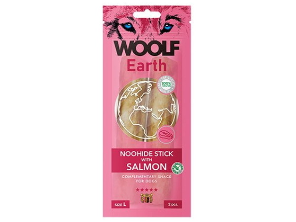 Bastoncini Woolf Earth Noohide salmone L, 2 pz.