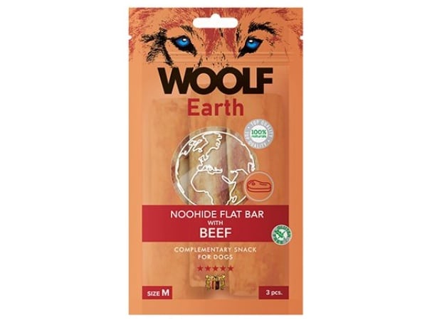 Woolf Earth Noohide flat bar beef M, 3pcs.