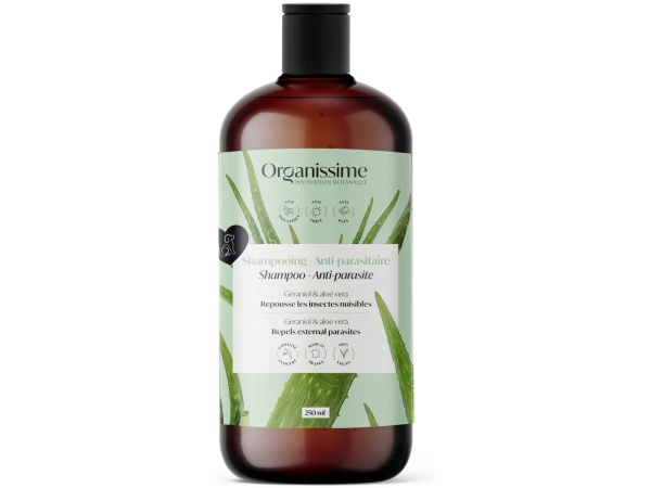 Organissime Shampoo antiparassitario per cani biologico Ecocert, 250ml