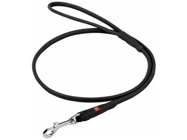 Waudog Guinzaglio morbido in pelle con cuciture tonde, 122 cm/10 mm, nero