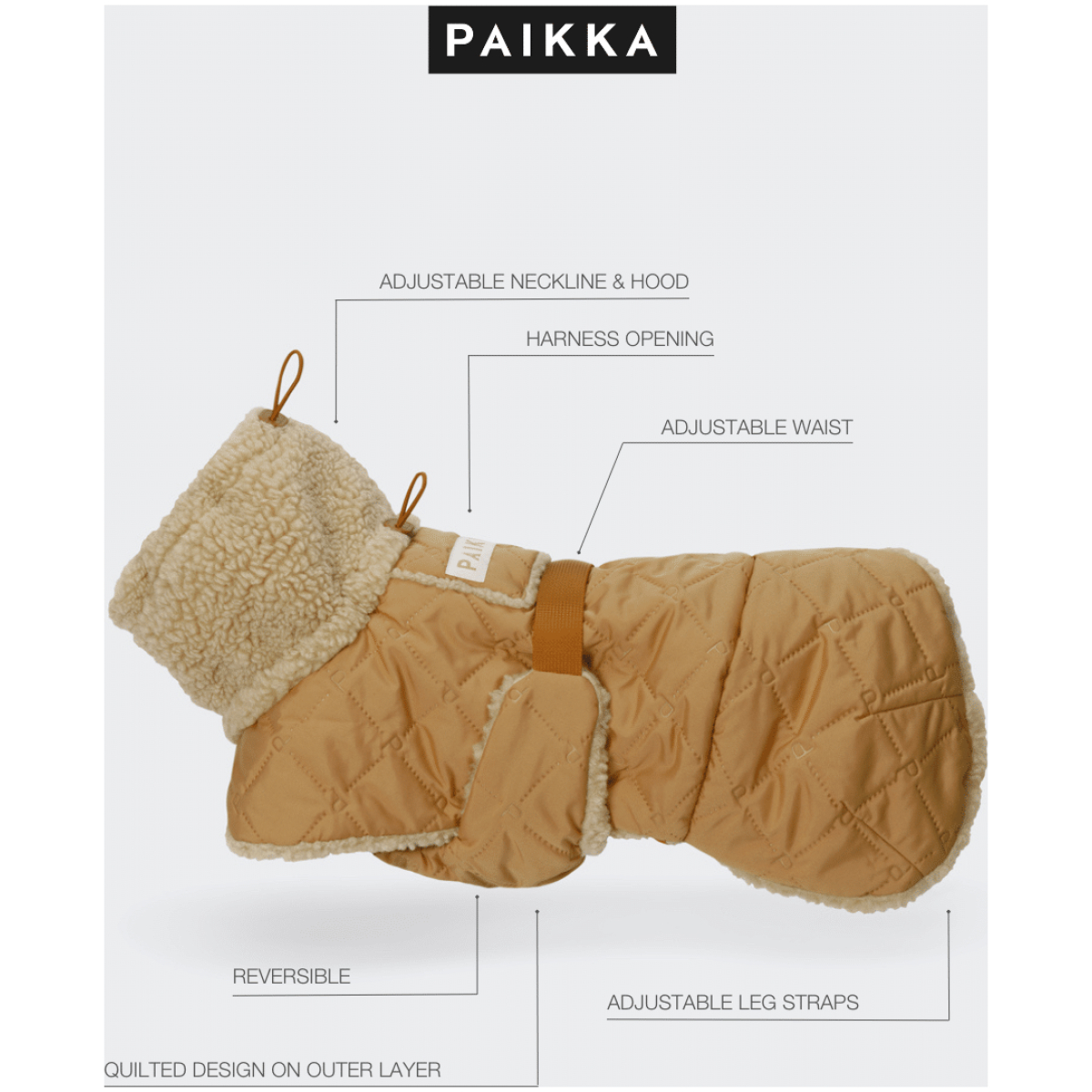 Paikka Quilted Sherpa Jakke, Camel - Image 14