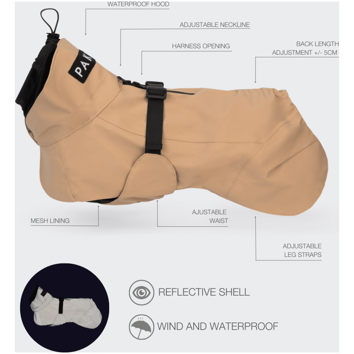 Paikka Visibility Regnjakke, Taupe - Image 14