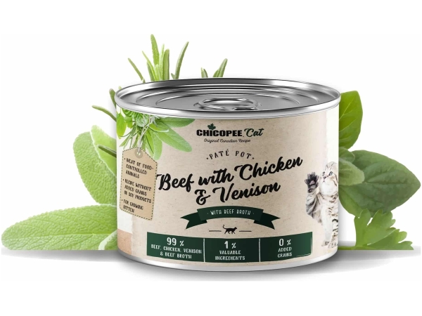 Chicopee Cat Kitten Paté Pot Okse m. Kylling, 195g