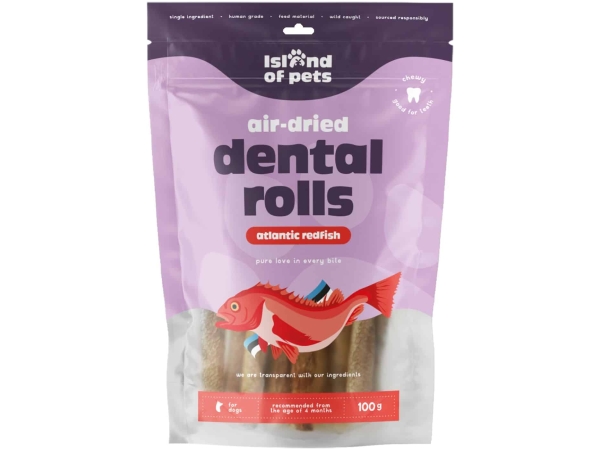 Island of Pets, Air-dried Atlantic redfish dental rolls, 100g