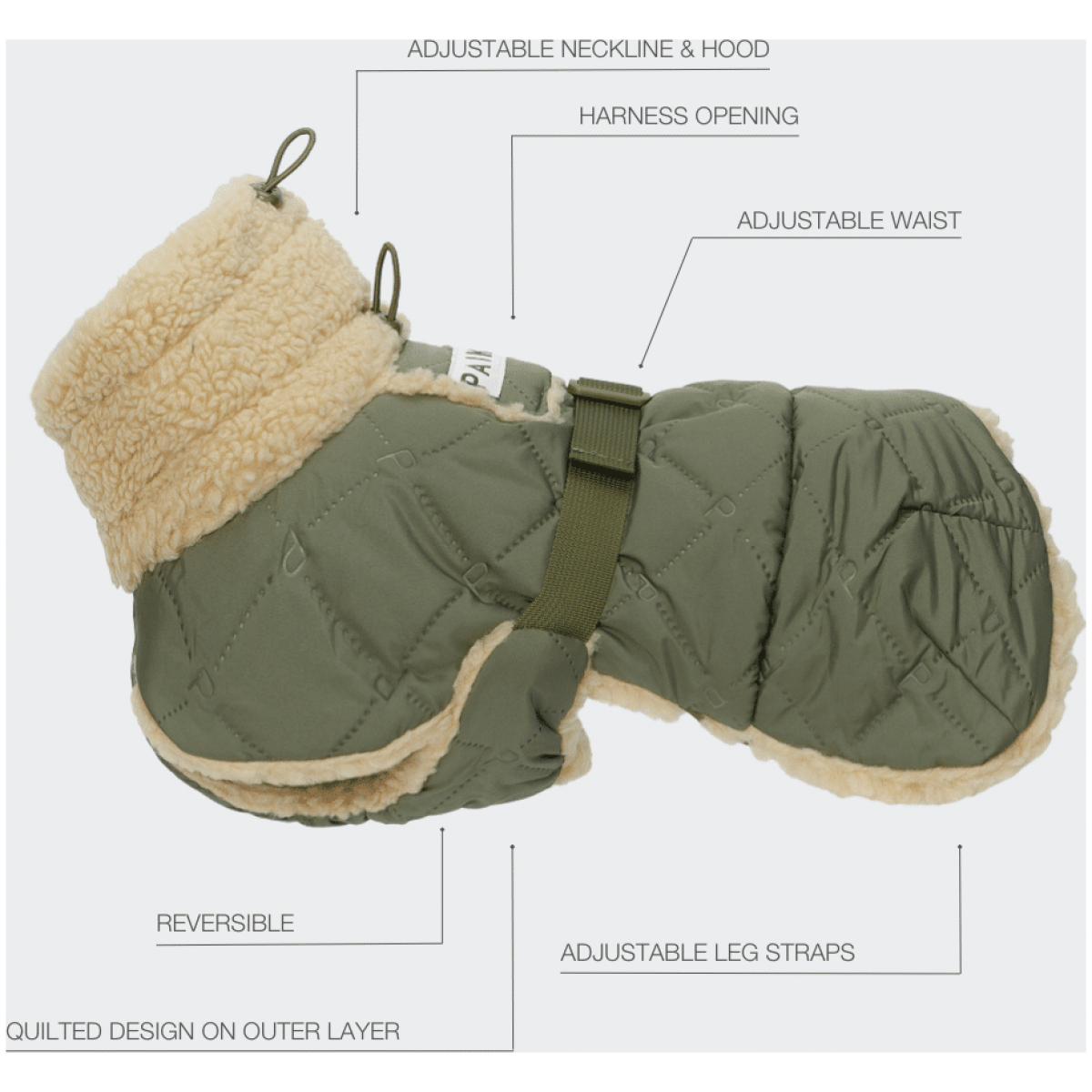Paikka Quilted Sherpa Jakke, Olive - Image 9